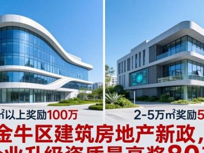 金牛区建筑房地产新政，企业升级资质最高奖80万