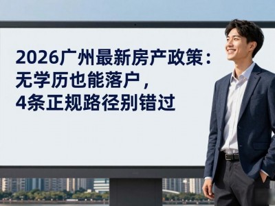 2026广州最新房产政策：无学历也能落户，4条正规路径别错过