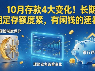 10月存款4大变化！长期定存额度紧，有闲钱的速看